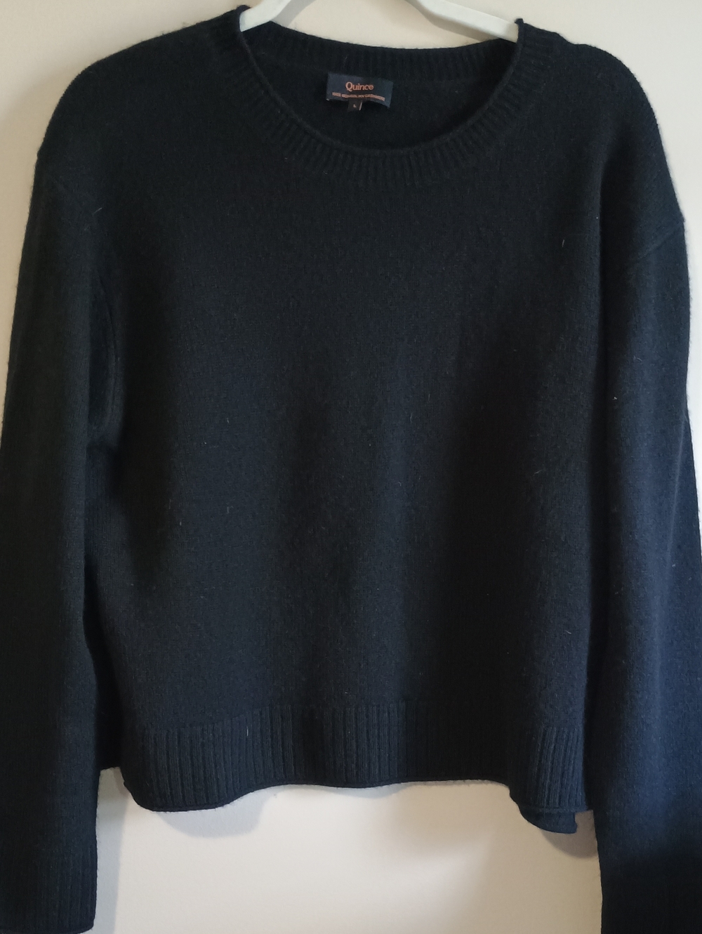 Quince 100% Women's 100% Mongolian Cashmere Boxy Crewneck Sweater Black L NWOTS